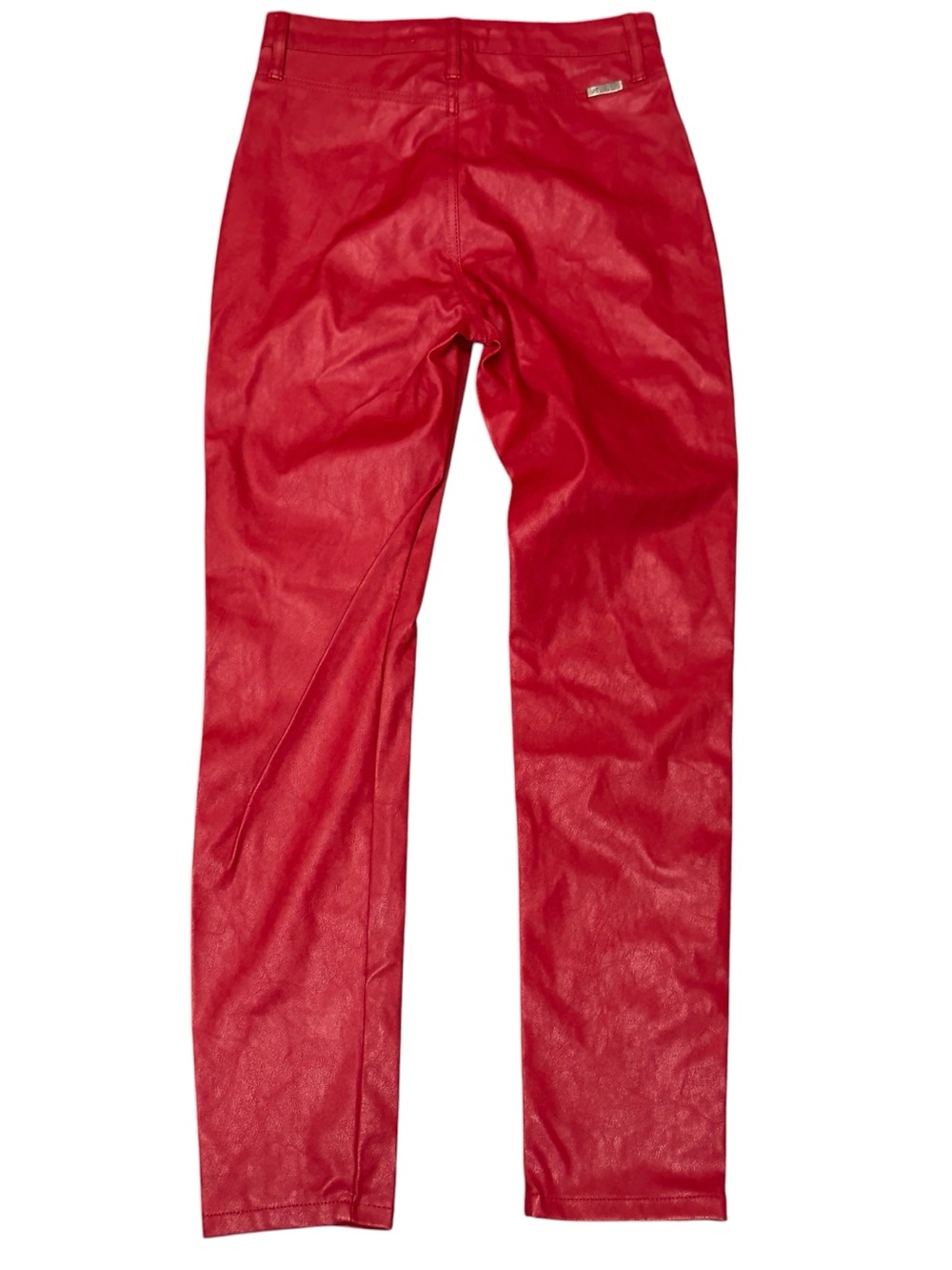 KanCan Red Faux Leather Moto Rockabilly Skinny Pants Ankle Zip Women’s 3/25 - Picture 2 of 6